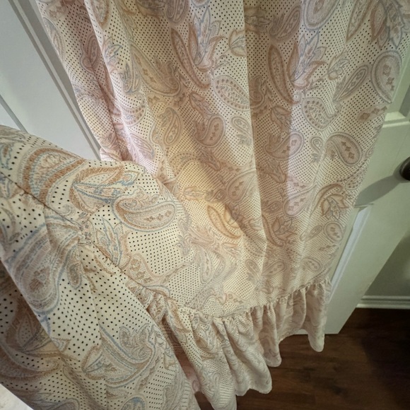 Ann Taylor Light Pink and Baby Blue Paisley/Floral Patterned Midi Dress Ruffled - Picture 6 of 11